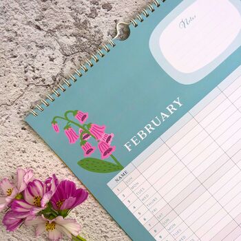 Family Organiser 2026 Wall Calendar Flower Design A3, 2 of 4
