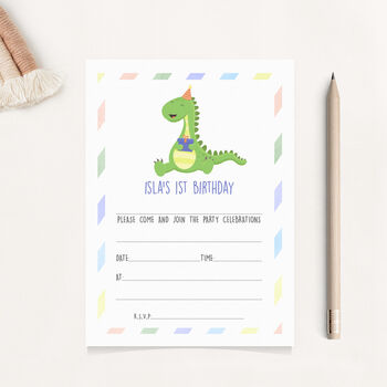 10 Dino Party Celebration Invitation, 2 of 3