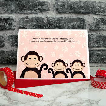 'Monkeys' Christmas Card From Children / Grandchildren, 3 of 5