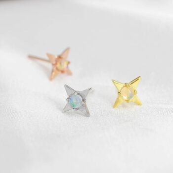 Star Opal Stud Earrings In Sterling Silver, 6 of 12