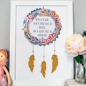 Personalised Name Dream Catcher Print For Children, 2 of 11