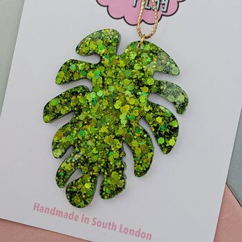 Green Leaf Glitter Resin Christmas Tree Decoration, 2 of 4