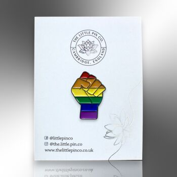 Rainbow Power Fist Inclusive Enamel Lapel Pin Badge, Gay Pride Awareness Gift, Lgbtqia+ Jewellery Gifts, 4 of 8