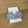 Handmade Crochet Forget Me Not Earrings: Surgical Steel, thumbnail 4 of 11