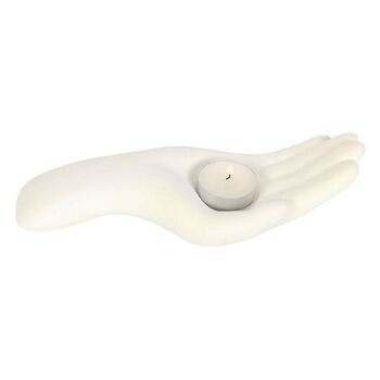White Ceramic Open Hand Tealight Holder, 2 of 4