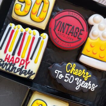 Personalised Milestone Birthday Biscuit Gift For Him, 10 of 11