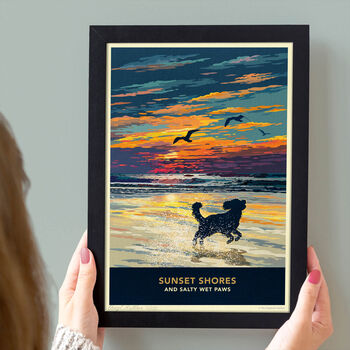 Cockapoo Limited Edition Beach Sunset Gift Print, 6 of 12
