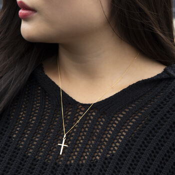 9ct Yellow Gold Cross Pendant Necklace, 2 of 3