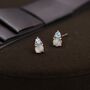 Opal With Cz Stud Earrings In Sterling Silver, thumbnail 5 of 11