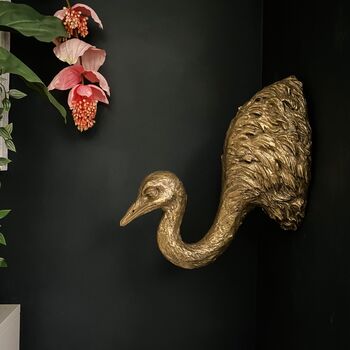 Ostrich Head Gold Wall Display, 2 of 4