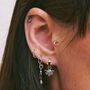 Sterling Silver, Blue Topaz And Sapphire Huggie Hoop Earring Pair, thumbnail 2 of 2