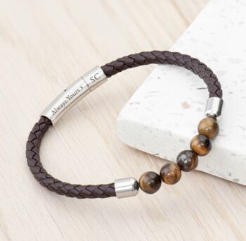 Personalised Mens Woven Tiger's Eye Bracelet, 6 of 6