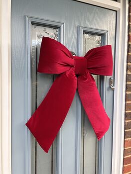 Red Velvet Door Bow, 4 of 4