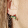 Holly And Peppermint Gold Plated Christmas Earring Set, thumbnail 2 of 7