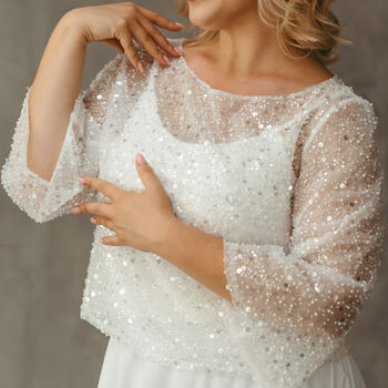 Beaded Bridal Top | Sequined Wedding Dress Topper, 10 of 11