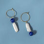 Lapis Lazuli And Keshi Pearl Hoop Earrings, thumbnail 3 of 5