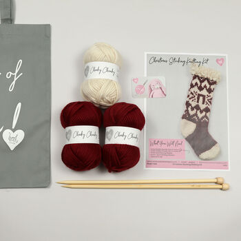Personalised Christmas Stocking Knitting Kit Ruby, 7 of 7