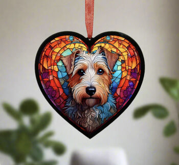 Lakeland Terrier Stained Glass Effect Heart Suncatcher, 3 of 5