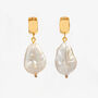 Shinju 18 K Gold Plated With Real Baroque Pearl Earrings, thumbnail 3 of 6