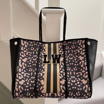 Personalised Black Taupe Patch Tote Bag Set, 2 of 3