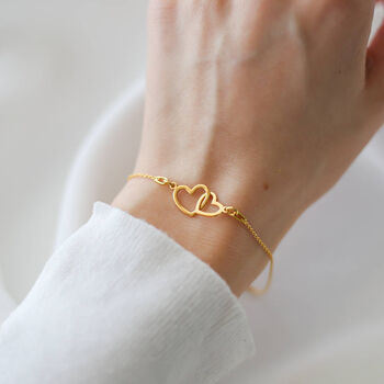 30th Birthday Bracelet For Her, Two Hearts Bracelet, Sterling Silver Personalised Gift, 6 of 7