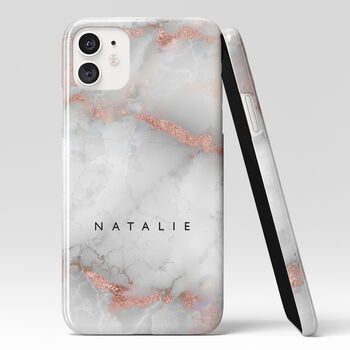 Personalised Gray Pink Marble Phone Case, 6 of 6