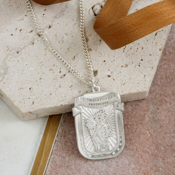 'Protectus' Dog Tag Saint Christopher Necklace, 5 of 12