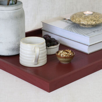 Handmade Dark Red Wooden Serving Tray, Lacquered Ottoman Cover Tray, 4 of 11