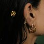 18 K Gold Plated Vintage Inspired Portobello Mini Hoop, thumbnail 4 of 8