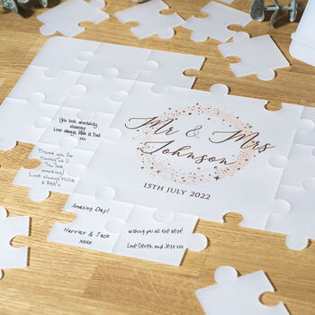 Frosted Acrylic Sparkly Circle Wedding Signing Puzzle, 2 of 5