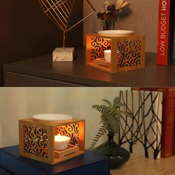 Clouds Carved Wooden Oil Wax Melt Burner, 3 of 8