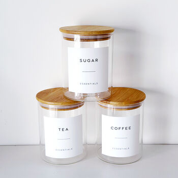 Tea, Coffee, Sugar Jars Set Of Three Bamboo Jars, 4 of 9