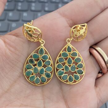 Green Emerald Sterling Silver Earrings, 2 of 7