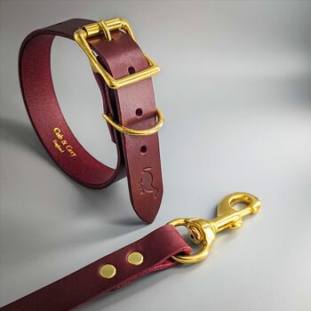 Luxury Leather Dog Collar And Matching Lead Set Nine Colour Options, 3 of 12