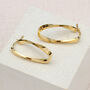 9ct Yellow Gold Twist Oval Hoop Creole Earrings, thumbnail 3 of 4