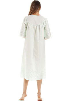 Cotton British Made Mint Button Front Nightdress Embroidery Anglaise, 2 of 5