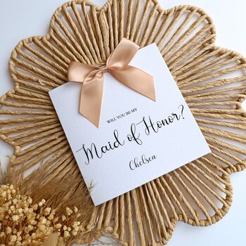 Maid Of Honor Proposal Card, Handmade Bow Proposal Card, Classy Wedding Proposal Card, 2 of 4