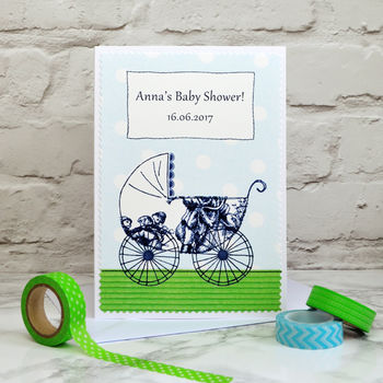 'Pram' Personalised Baby Shower Card, 3 of 6