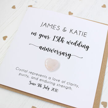 Personalised 15th Anniversary Card With Crystal Heart, 4 of 7