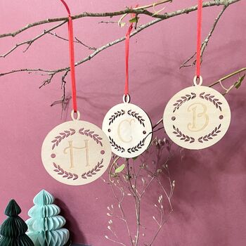 Initial Letter Wreath Tree Decoration, 3 of 9