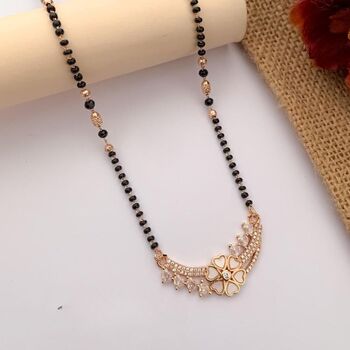 Indian Rose Gold Zircon Mangalsutra Necklace, 2 of 3