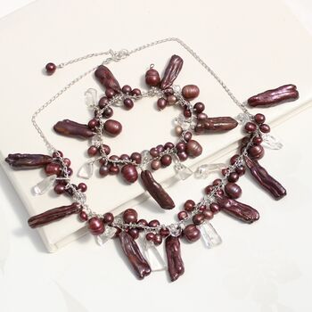 Unusual Pearl Necklace And Bracelet Set On Sterling Silver, 8 of 12