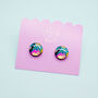 Colourful Abstract Wooden Stud Earrings, thumbnail 9 of 9