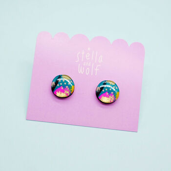 Colourful Abstract Wooden Stud Earrings, 9 of 9