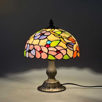 Floral Tiffany Table Lamp, Home Decor, Handmade Antique, 10 of 12