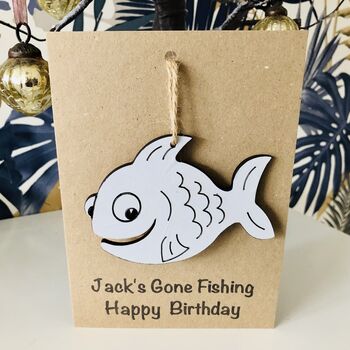 Personalised Gone Fishing Birthday Card For Grandad, 3 of 7