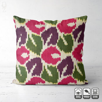 Ikat Cushion Cover With Leafs Pattern, 5 of 7