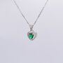 Green Heart Halo Cubic Zirconia Necklace, thumbnail 2 of 7