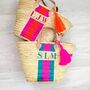Hand Woven And Hand Painted Monogram Stripe Basket, thumbnail 3 of 11