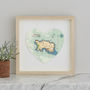 Personalised Location Jersey Map Heart Print, thumbnail 1 of 4